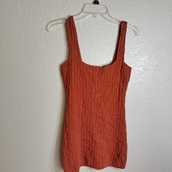 Free People Beach Short & Sweet Mini back buttons rusty orange Dress sz S - Picture 2 of 8